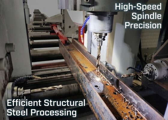 Model BHD500/3 Máy gia công kết hợp thép tiết diện CNC H 100 ~ 3000r / phút Tốc độ trục chính